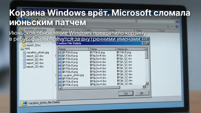 Корзина Windows врёт. Microsoft сломала июньским патчем